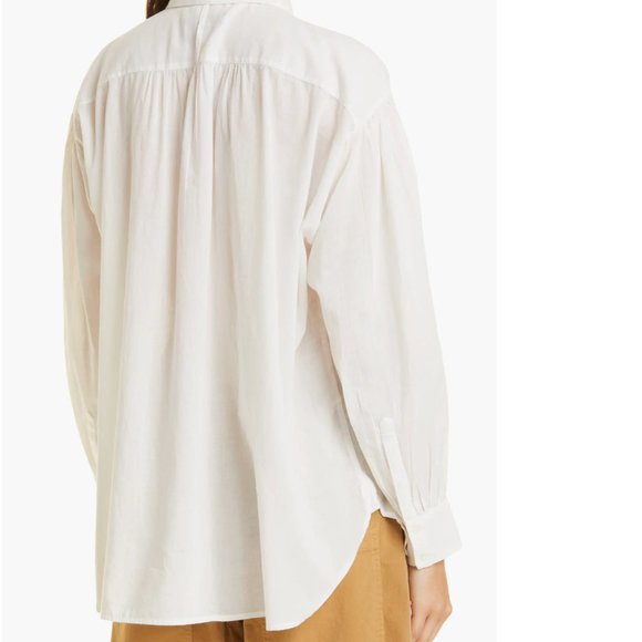Nili Lotan Selene Embroidered Cotton Popover Blouse - Picture 7 of 7